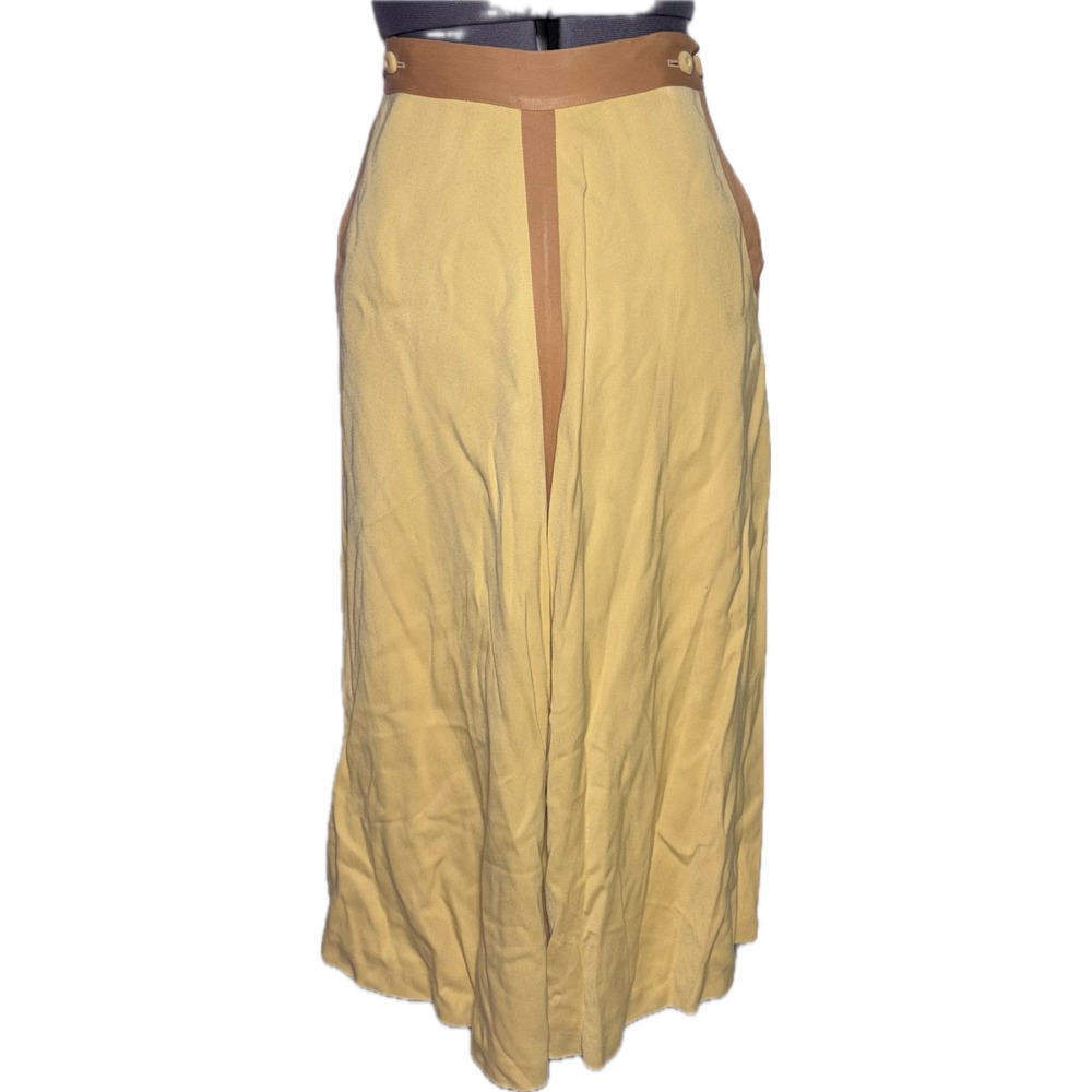 Vintage 1940s Two Tone High Waist Midi Skirt W25 H38 Yellow Tan DAMAGED



 XS